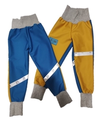 Žluto-modré softshellové rostoucí kalhoty